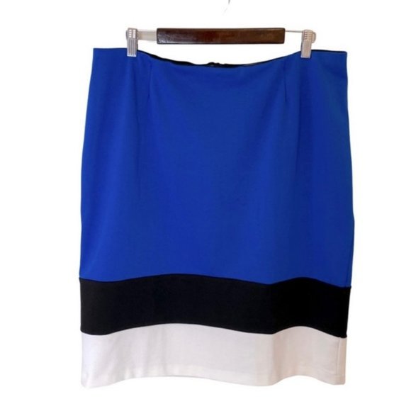 Addition Elle royal blue, black & white striped pencil skirt. Women's size 16 - Picture 1 of 10